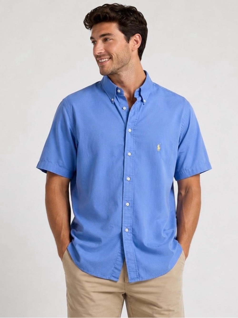 Ralph Lauren Blue Classic Fit Short Sleeve Button Down Shirt